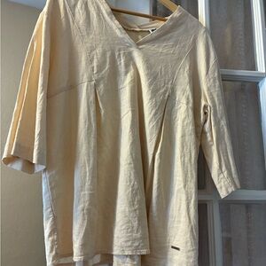 Linen Top Tunic Style Cream Beach Top